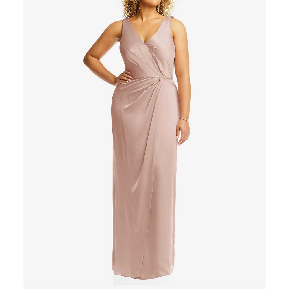 After Six Toasted Sugar Pink Surplice Draped Goddess Dress Size 18‎ 6864